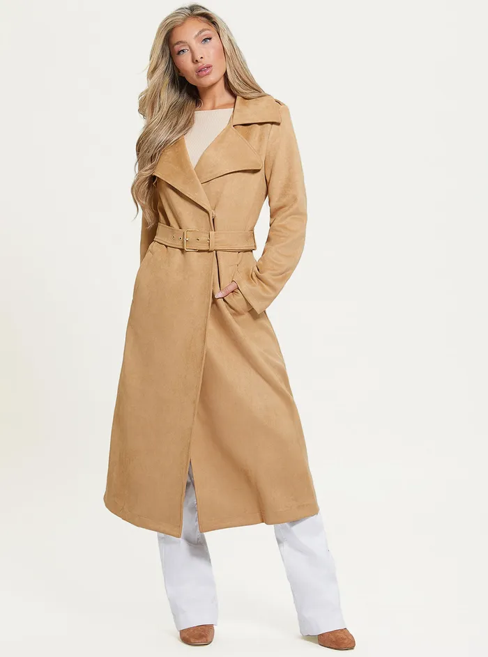 Women Jackets and Coats GUESS Khaki Tan Baraa Trench Coat Women Jackets and Coats GUESS Khaki Tan Baraa Trench Coat