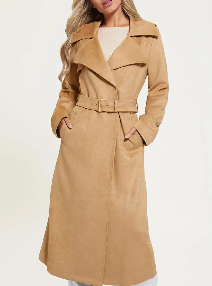 Women Jackets and Coats GUESS Khaki Tan Baraa Trench Coat Women Jackets and Coats GUESS Khaki Tan Baraa Trench Coat