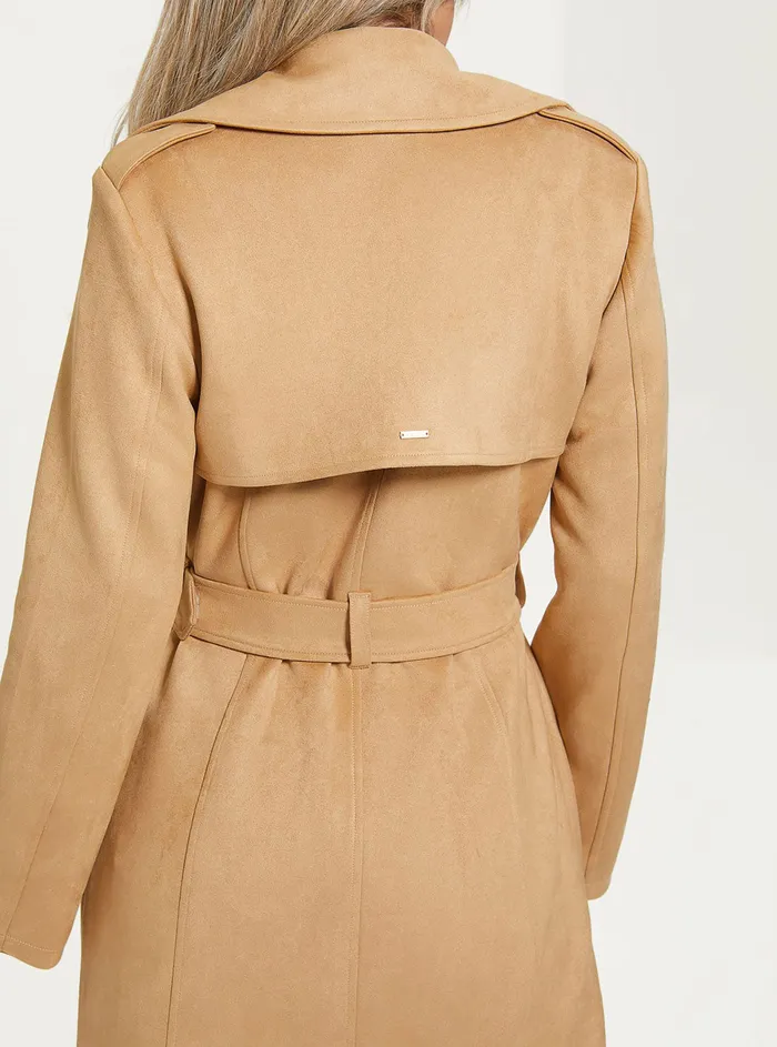 Women Jackets and Coats GUESS Khaki Tan Baraa Trench Coat Women Jackets and Coats GUESS Khaki Tan Baraa Trench Coat