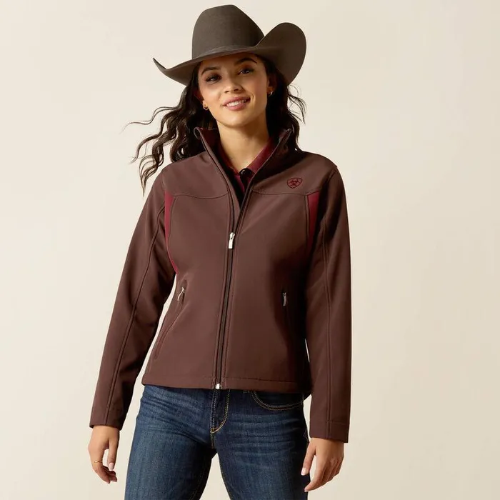 Women Jackets and Vests Ariat New Team Softshell Jacket Chocolate Plumtawny Port