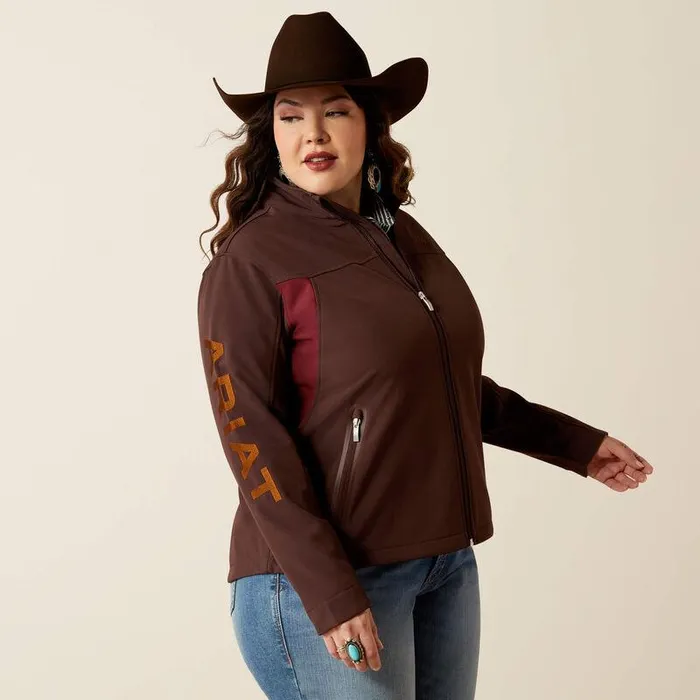 Women Jackets and Vests Ariat New Team Softshell Jacket Chocolate Plumtawny Port