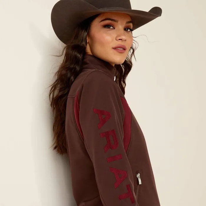 Women Jackets and Vests Ariat New Team Softshell Jacket Chocolate Plumtawny Port