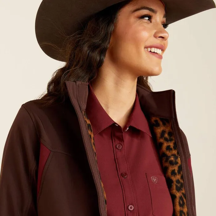 Women Jackets and Vests Ariat New Team Softshell Jacket Chocolate Plumtawny Port
