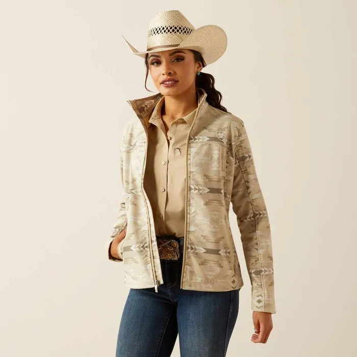 Women Jackets and Vests Ariat New Team Softshell Print Jacket Sandstone Southwest Print