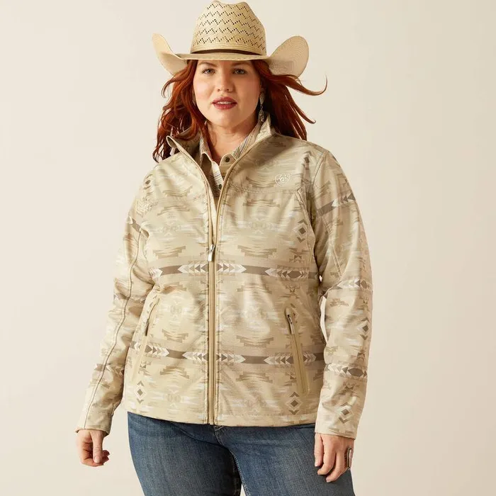 Women Jackets and Vests Ariat New Team Softshell Print Jacket Sandstone Southwest Print