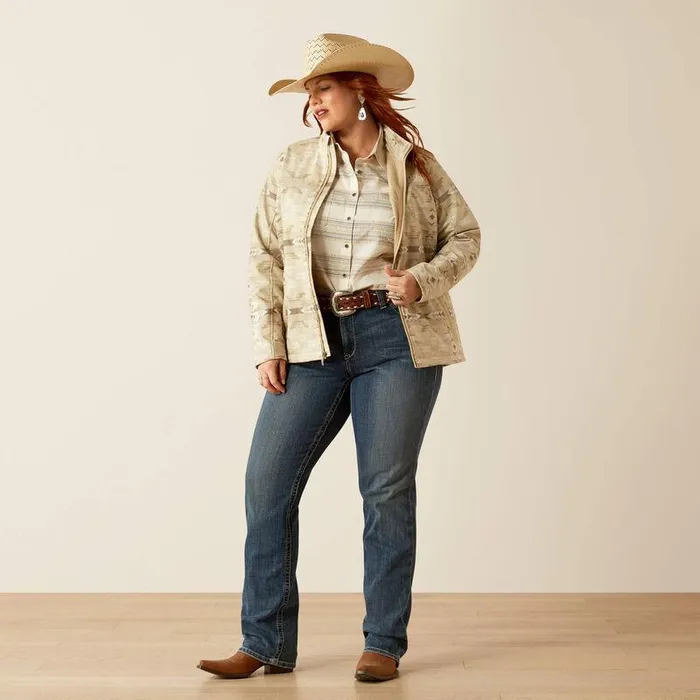 Women Jackets and Vests Ariat New Team Softshell Print Jacket Sandstone Southwest Print