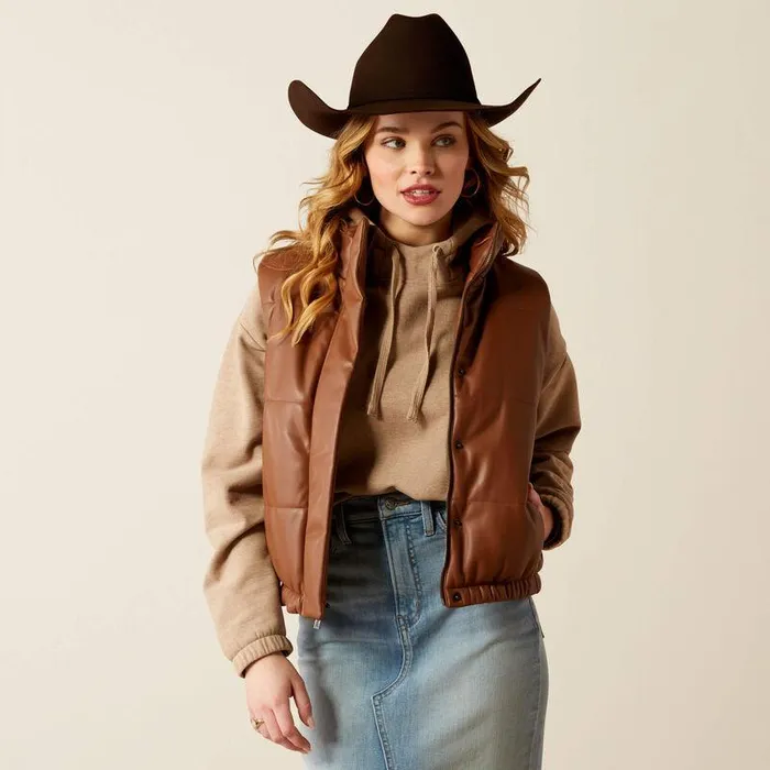 Women Jackets and Vests Ariat Swirls Faux Leather Vest Soft Silt