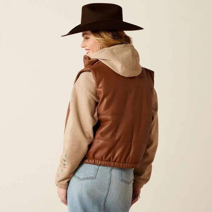 Women Jackets and Vests Ariat Swirls Faux Leather Vest Soft Silt Women Jackets and Vests Ariat Swirls Faux Leather Vest Soft Silt