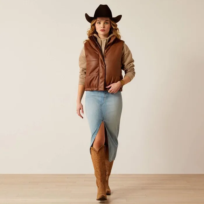 Women Jackets and Vests Ariat Swirls Faux Leather Vest Soft Silt Women Jackets and Vests Ariat Swirls Faux Leather Vest Soft Silt
