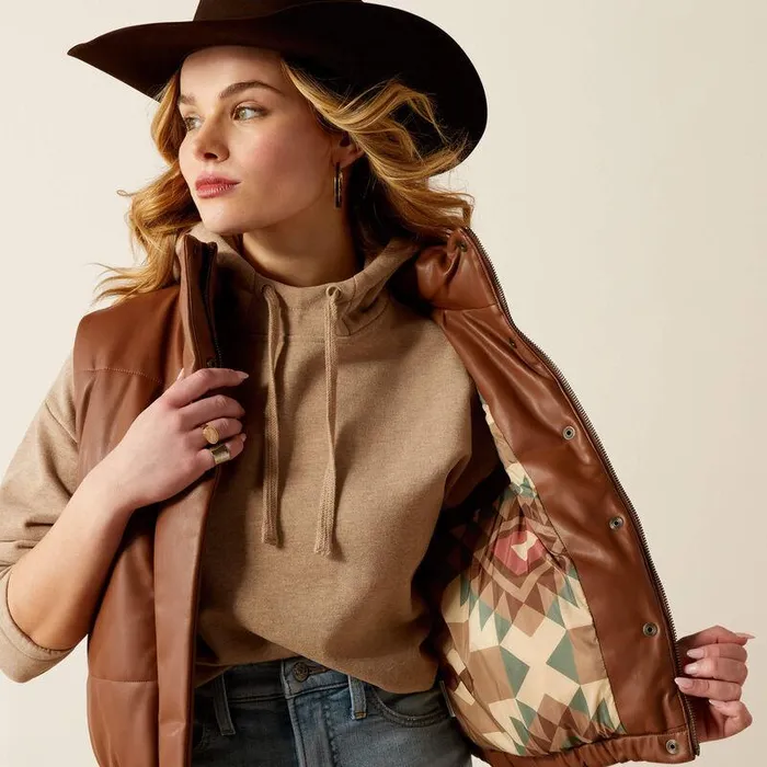 Women Jackets and Vests Ariat Swirls Faux Leather Vest Soft Silt Women Jackets and Vests Ariat Swirls Faux Leather Vest Soft Silt