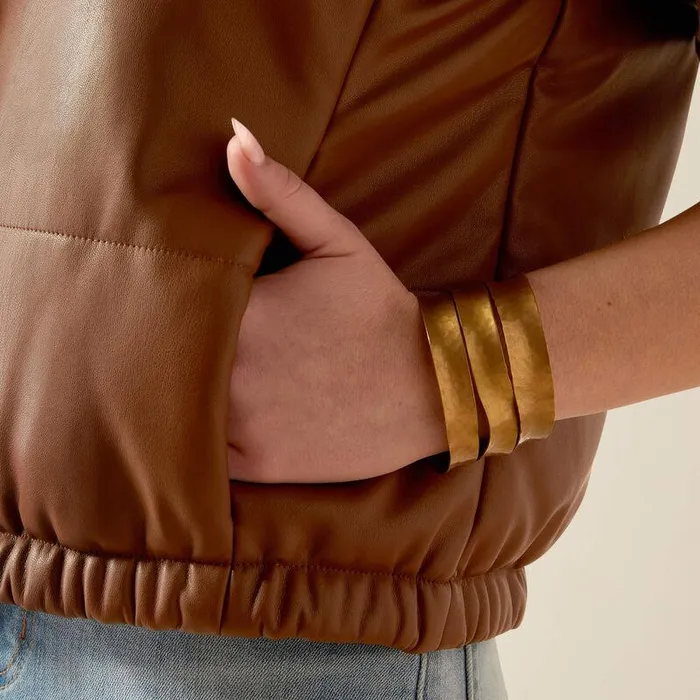 Women Jackets and Vests Ariat Swirls Faux Leather Vest Soft Silt Women Jackets and Vests Ariat Swirls Faux Leather Vest Soft Silt