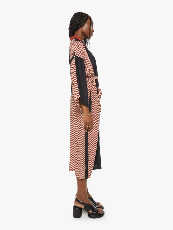 Women Jackets Mother Denim Diane Robe Block Zig Zag Print Noire