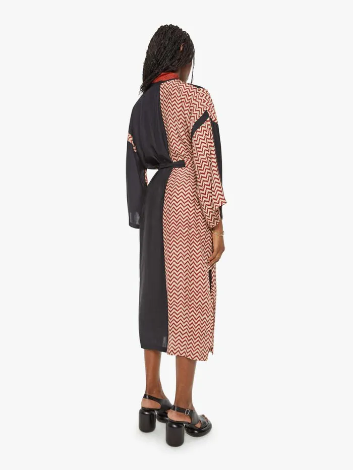 Women Jackets Mother Denim Diane Robe Block Zig Zag Print Noire