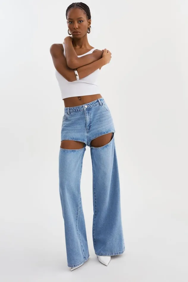 Women JAYLENE Denim CutOut Jeans Light Blue Wash LAMARQUE Pants and Shorts