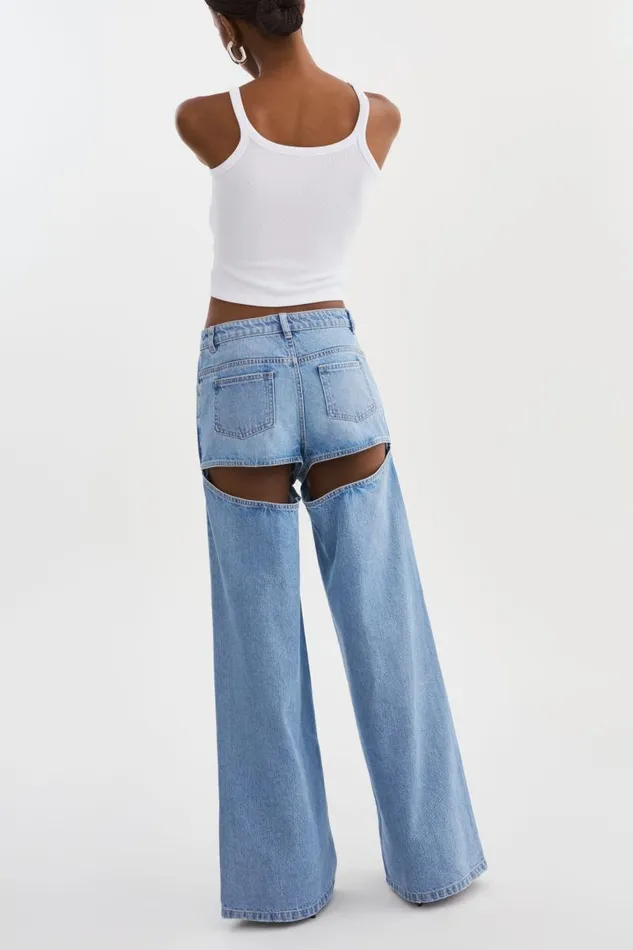 Women JAYLENE Denim CutOut Jeans Light Blue Wash LAMARQUE Pants and Shorts