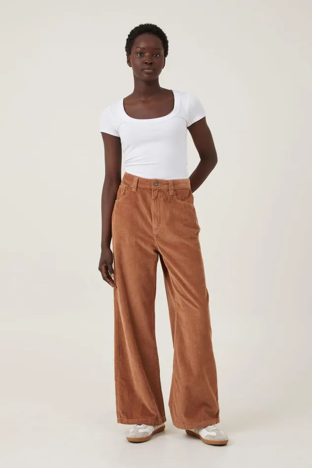 Women Jeans Cotton On Cord Super Baggy Leg Jean Pinecone