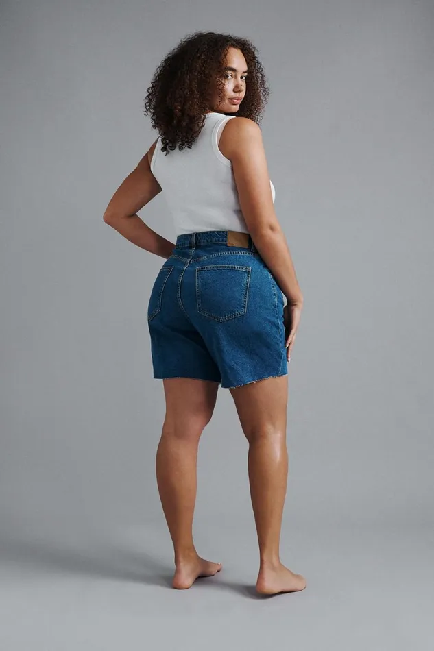 Women Jeans Cotton On Curvy Relaxed Denim Short Sea Blue