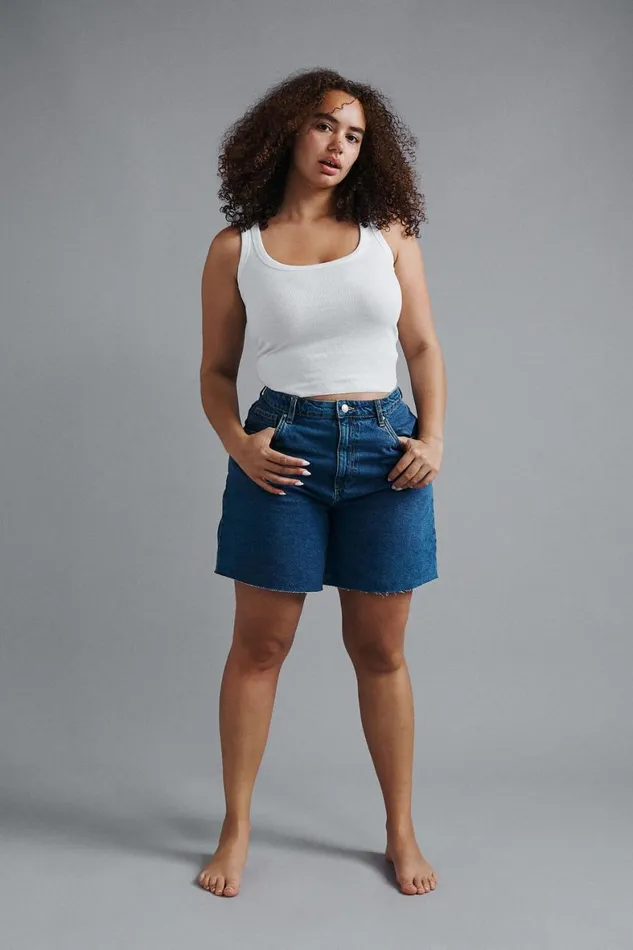 Women Jeans Cotton On Curvy Relaxed Denim Short Sea Blue