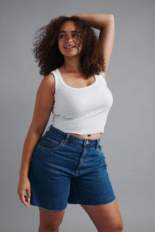 Women Jeans Cotton On Curvy Relaxed Denim Short Sea Blue