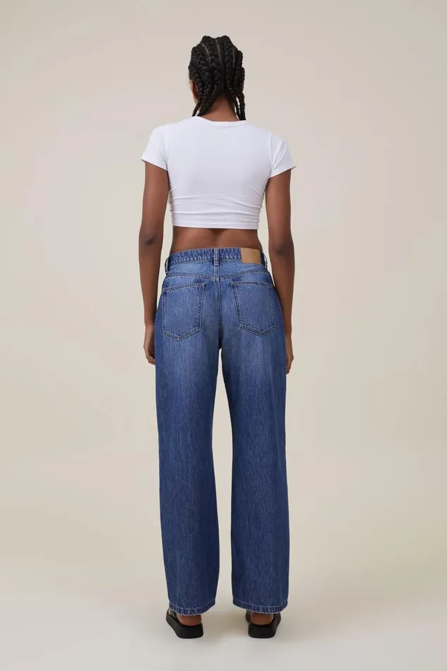 Women Jeans Cotton On Relaxed Wide Leg Jean Bottle Blue