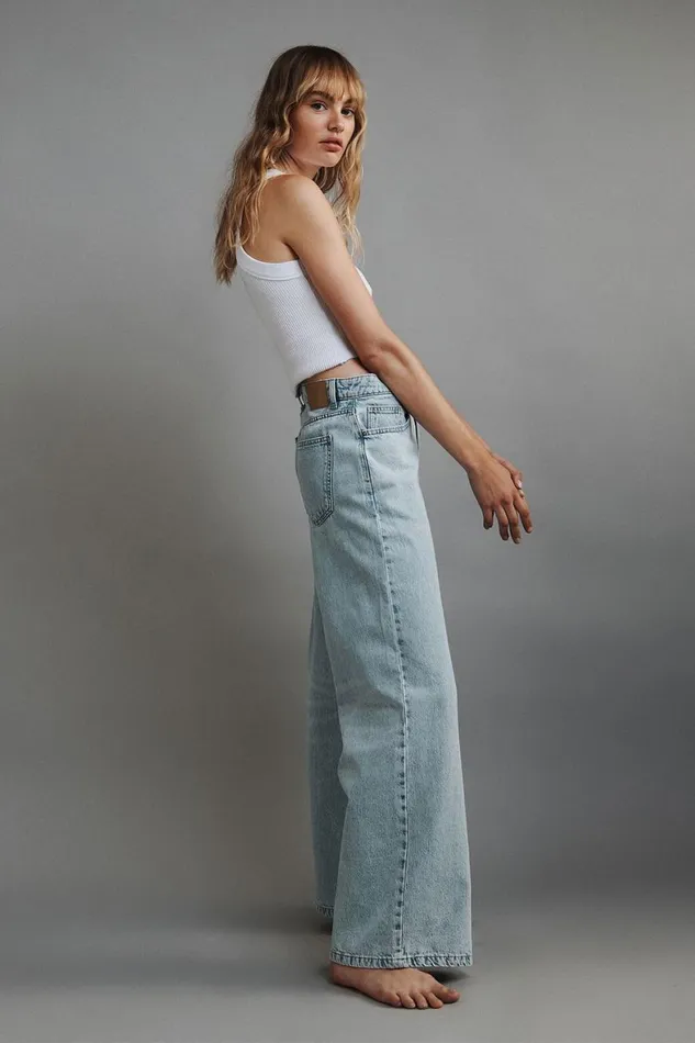 Women Jeans Cotton On Relaxed Wide Leg Jean Palm Blue