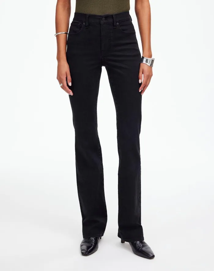 Women Jeans Madewell Kick Out FullLength Jeans Black Frost