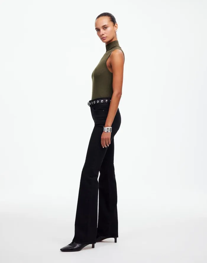 Women Jeans Madewell Kick Out FullLength Jeans Black Frost