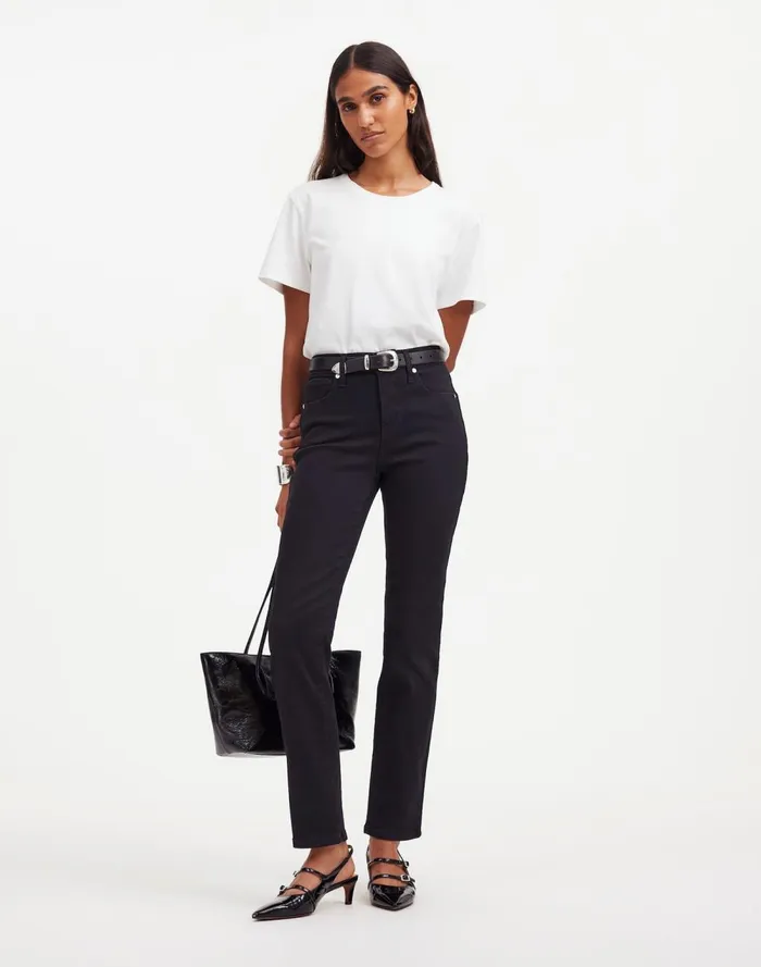 Women Jeans Madewell Stovepipe Jeans Black Rinse Wash