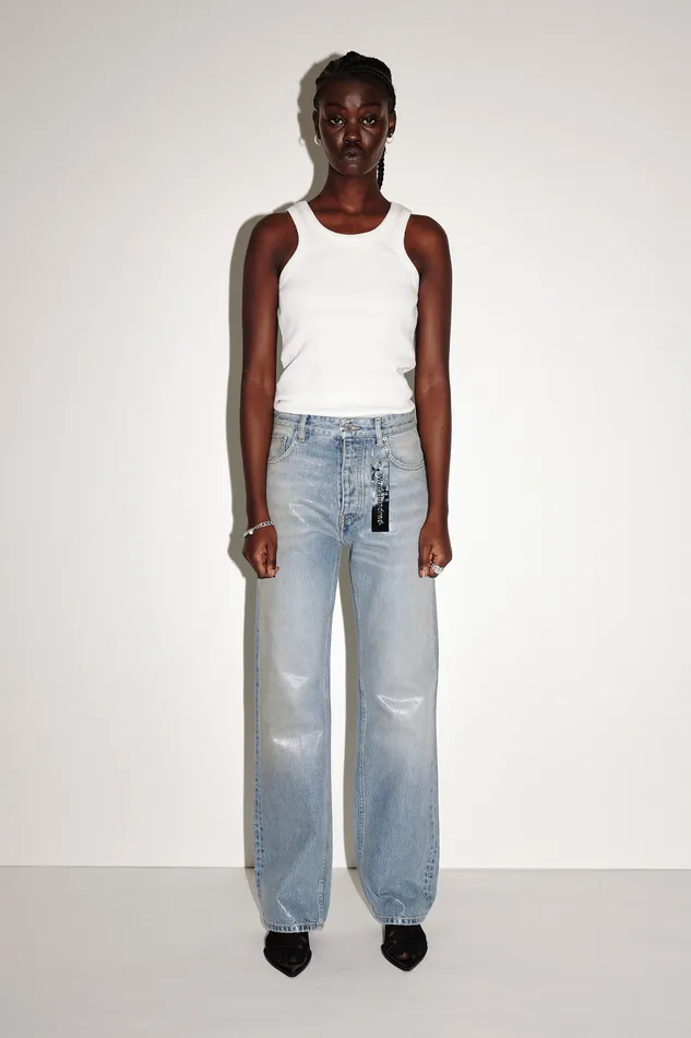 Women Jeans Wonhundred Genoa Coated Denim 8211 Coated Blue