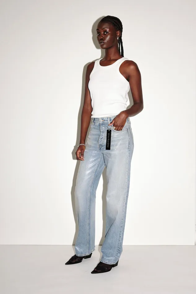 Women Jeans Wonhundred Genoa Coated Denim 8211 Coated Blue