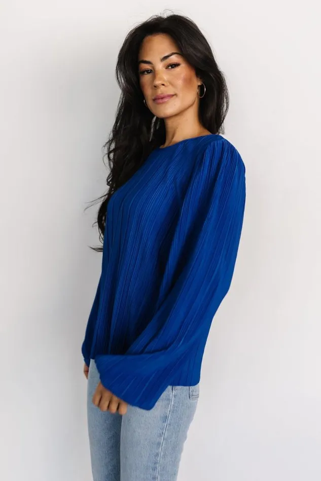 Women Jewel Pleated Top Cobalt Baltic Born Blouses and Shirts