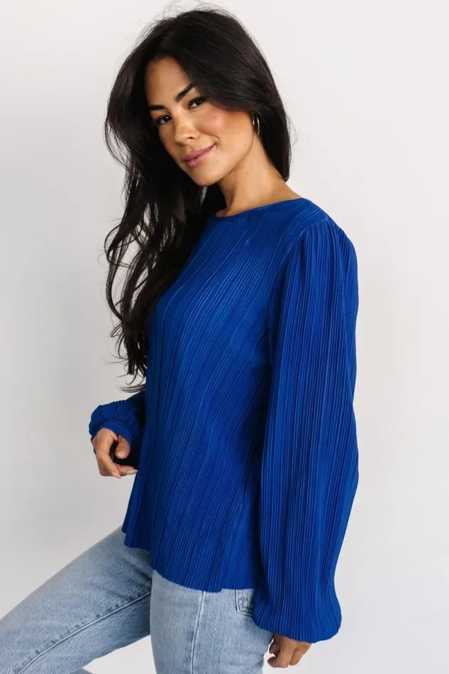Women Jewel Pleated Top Cobalt Baltic Born Blouses and Shirts