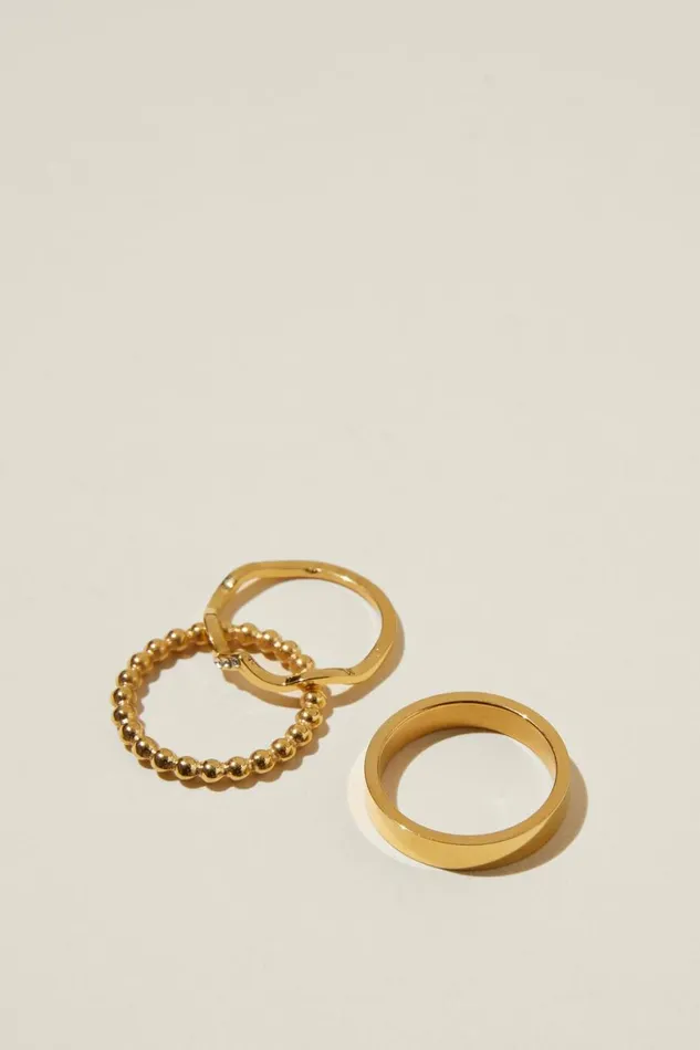 Women Jewelry Cotton On Waterproof Multipack Rings Gold Plated Diamante