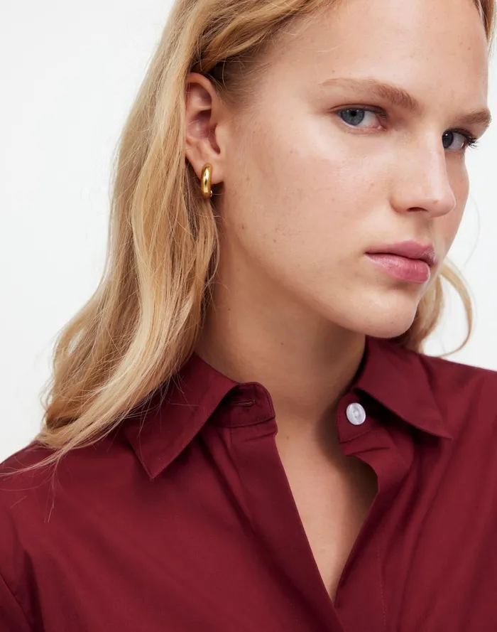 Women Jewelry Madewell Chunky Donut Huggie Hoop Earrings Vintage Gold