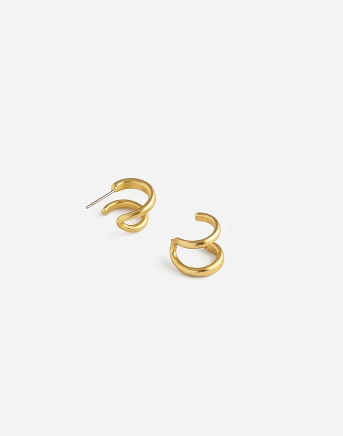 Women Jewelry Madewell Chunky Double Huggie Hoop Earrings Vintage Gold