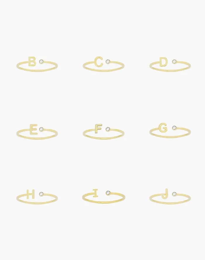 Women Jewelry Madewell Katie Dean Jewelry 18k GoldPlated Initial Ring Letter D