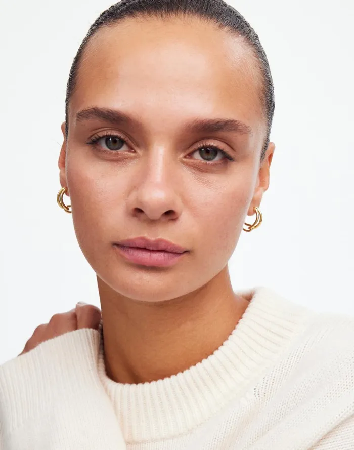 Women Jewelry Madewell Link Huggie Hoop Earrings Vintage Gold