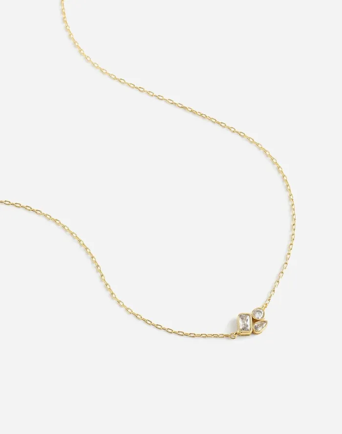 Women Jewelry Madewell MixedCut Crystal Cluster Necklace Pale Gold