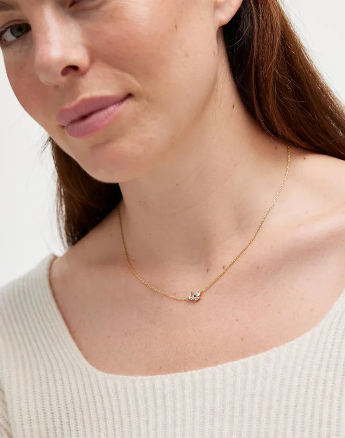 Women Jewelry Madewell MixedCut Crystal Cluster Necklace Pale Gold