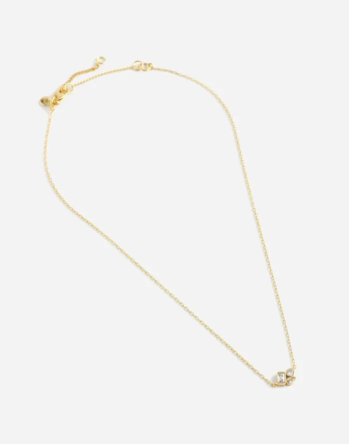 Women Jewelry Madewell MixedCut Crystal Cluster Necklace Pale Gold