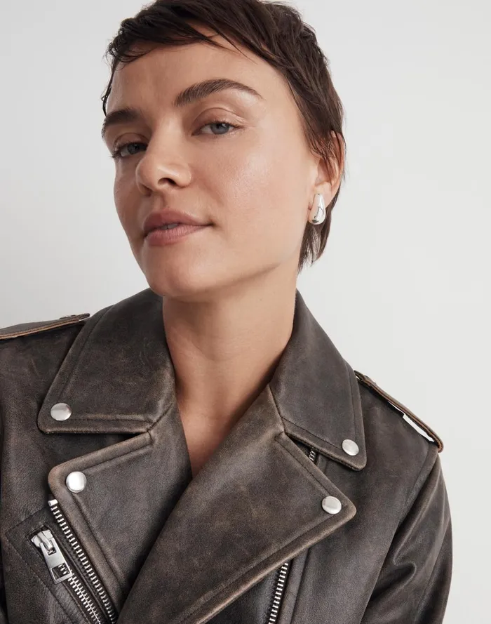 Women Jewelry Madewell Sculptural Droplet Statement Earrings Light Silver Ox