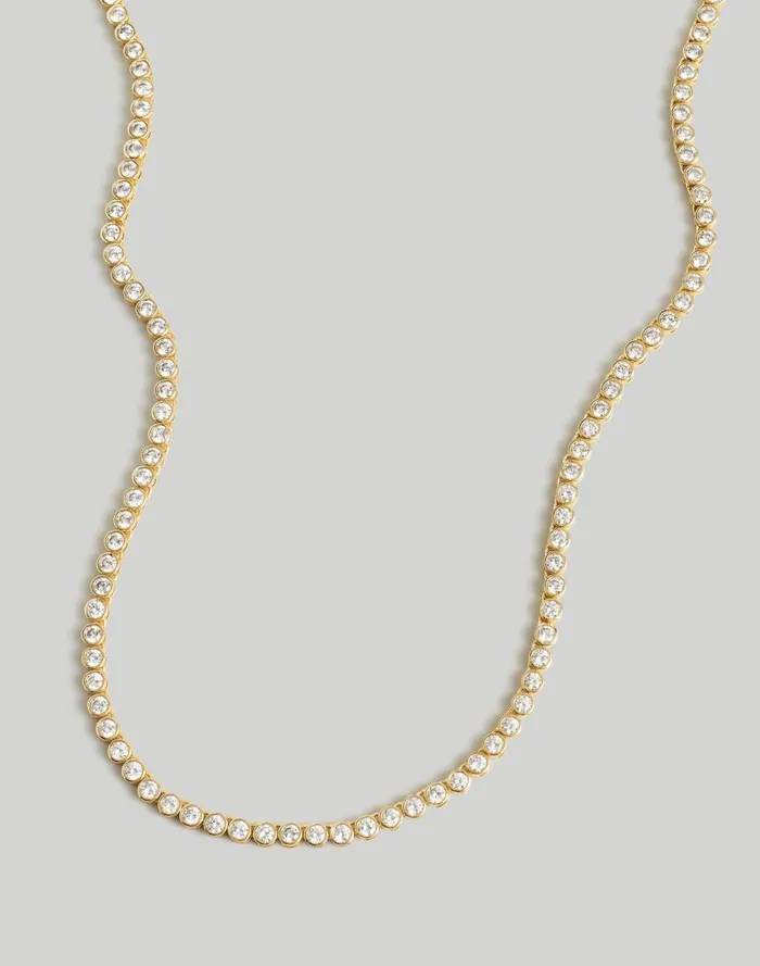 Women Jewelry Madewell The Tennis Collection Bezel Set Crystal Necklace Pale Gold