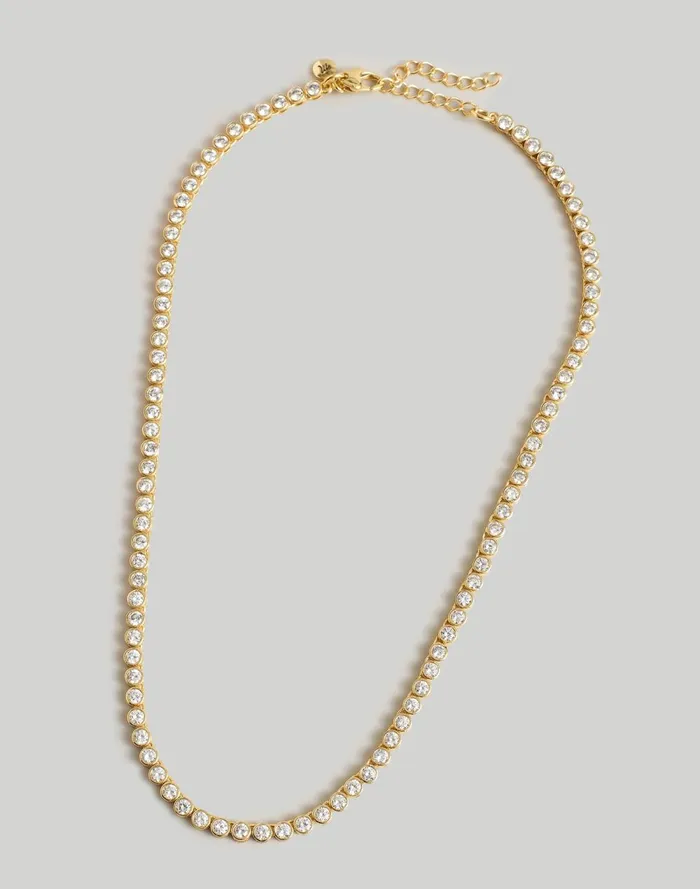 Women Jewelry Madewell The Tennis Collection Bezel Set Crystal Necklace Pale Gold