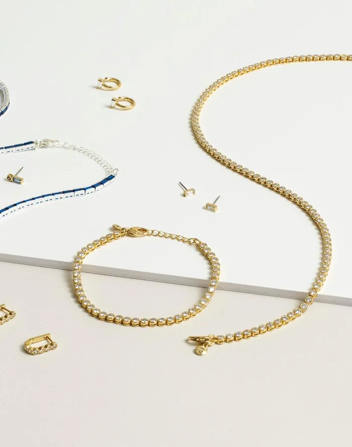 Women Jewelry Madewell The Tennis Collection Bezel Set Crystal Necklace Pale Gold
