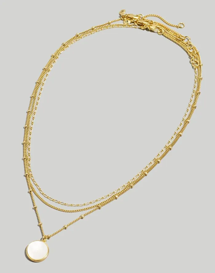 Women Jewelry Madewell ThreePack Mother Of Pearl Necklace Set Vintage Gold