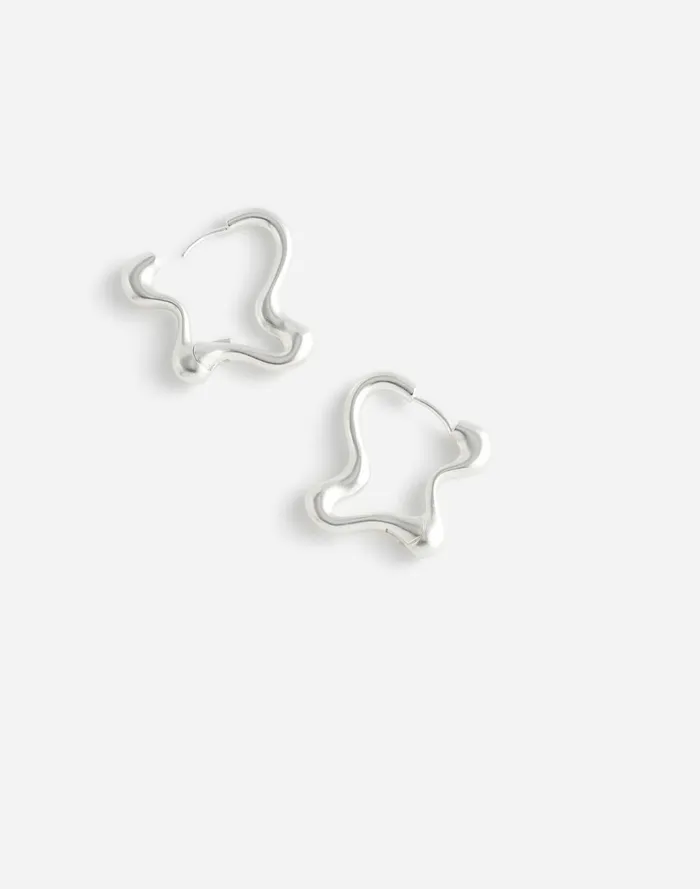 Women Jewelry Madewell Wavy Huggie Hoop Earrings Light Silver Ox