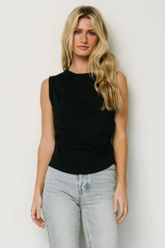 Women Jia Ruched Tank Top Black Baltic Born Blouses and Shirts
