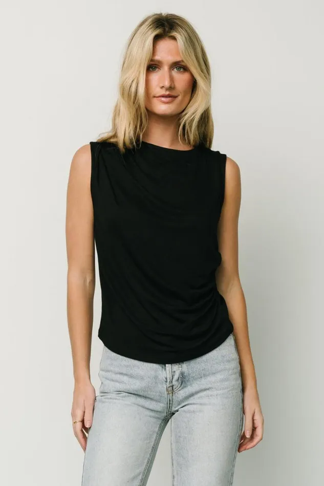 Women Jia Ruched Tank Top Black Baltic Born Blouses and Shirts Women Jia Ruched Tank Top Black Baltic Born Blouses and Shirts