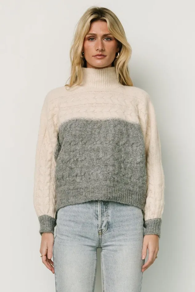 Women Jody Knit Sweater Ivory Gray Baltic Born Sweaters Women Jody Knit Sweater Ivory Gray Baltic Born Sweaters