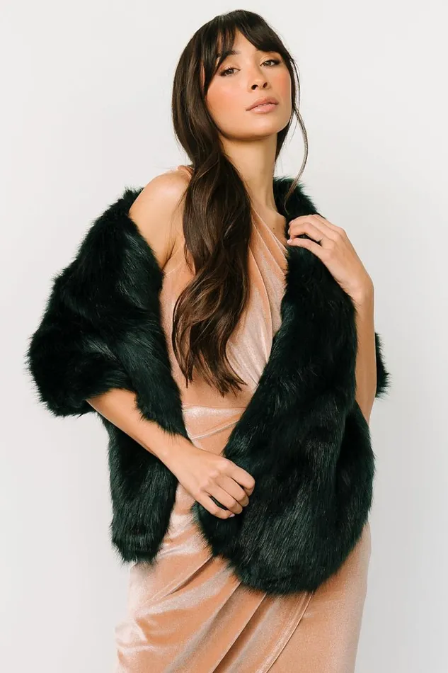 Women Jovie Faux Fur Shawl Deep Emerald Baltic Born Shawls Women Jovie Faux Fur Shawl Deep Emerald Baltic Born Shawls